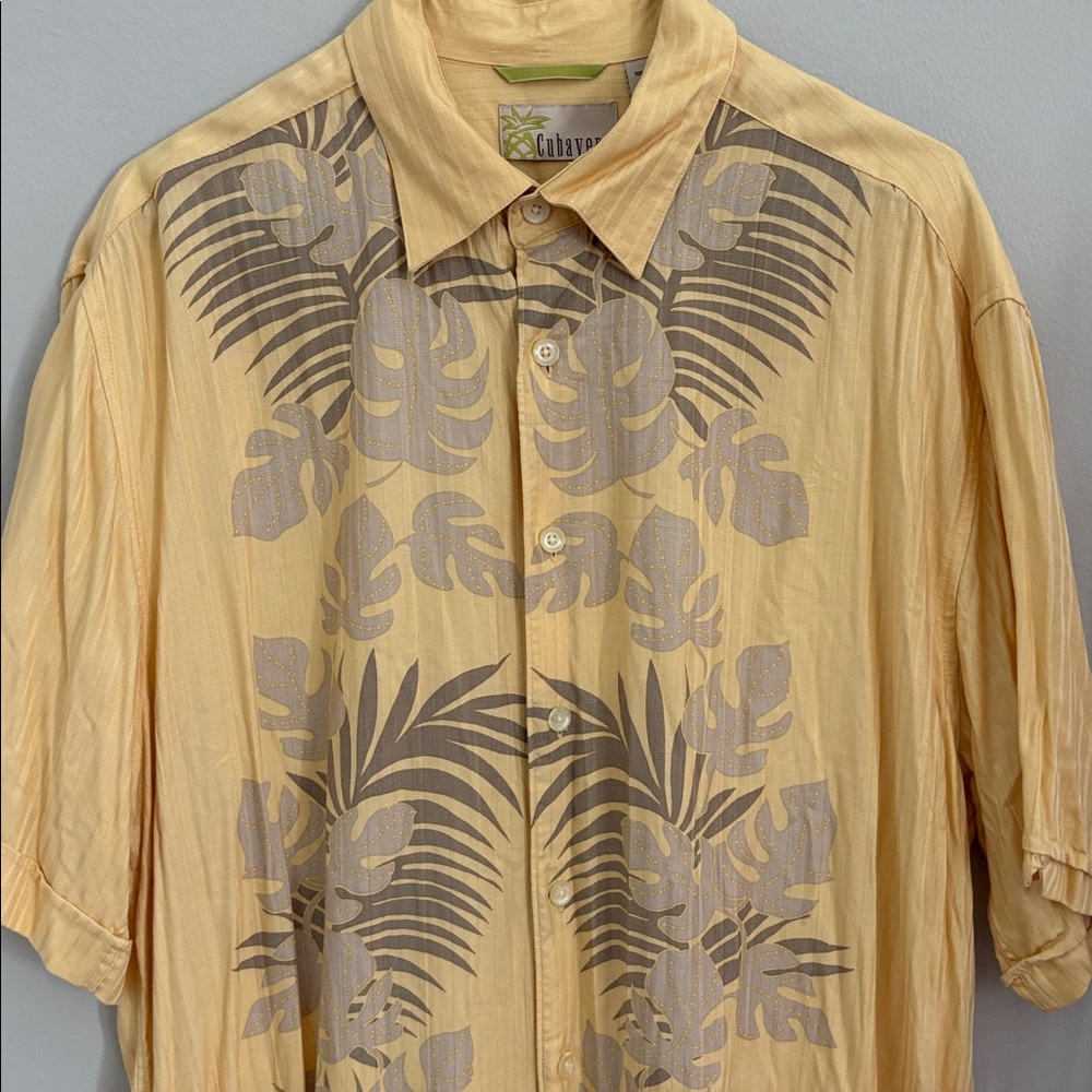 Cubavera Yellow Shirt with Palm Accents - Picture 3 of 6